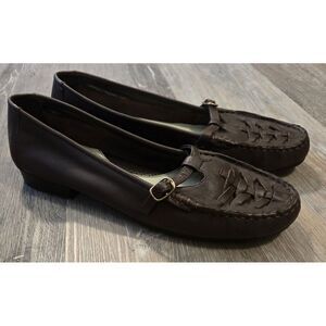Brown Leather Loafers with‎ Buckle Detail - Classic Comfort Shoes